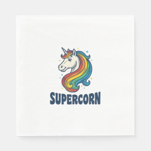 Supercorn Einhorn Vintage Gravur T-Shirt Design Serviette