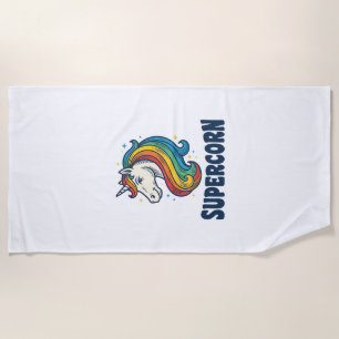 Supercorn Einhorn Vintage Gravur T-Shirt Design Strandtuch