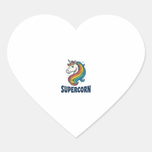Supercorn Einhorn Vintage-Stich T-Shirt Design Herz-Aufkleber