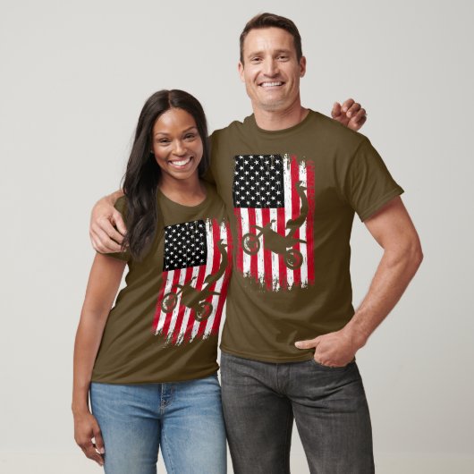 Supercross Freestyle Motocross American Flag T-Shirt (Unisex)