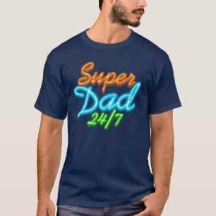 Superdad 24-7 Neon Fluo SUPER VATER T-Shirt