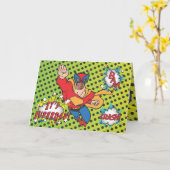 SuperDad Comic-Buch-Held-Foto-Einsatz-Karte Karte (Gelbe Blume)