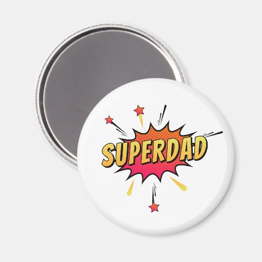 Superdad Comic Retro Pop Art | Magnet (Vorderseite/Rückseite)