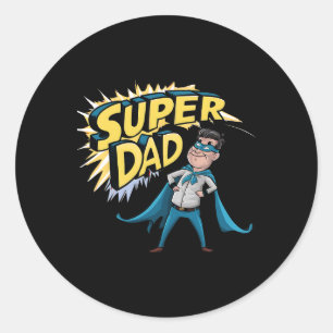 Superdad Funny Superhero Vater Kostüm für F Runder Aufkleber