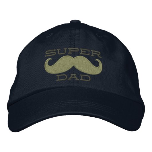 Superdad Mustache SUPER DAD Bestickte Baseballkappe (Vorderseite)
