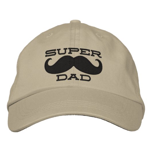 Superdad Mustache SUPER VATER Bestickte Kappe (Vorderseite)