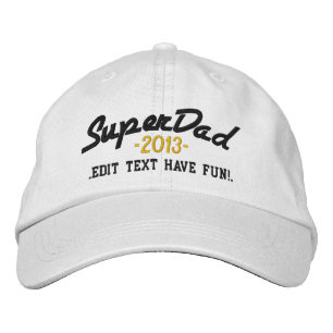 Superdad Text bearbeiten und JAHR Super DAD Bestickte Kappe