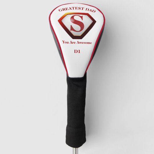 SuperDad White+Red Pipe Golf Headcover (Vorderseite)