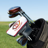 SuperDad White+Red Pipe Golf Headcover (In Situ)