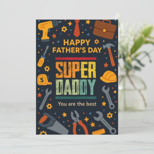 SuperDaddy Garden Happy Fathers Day gibt Karten (Stehend Vorderseite)