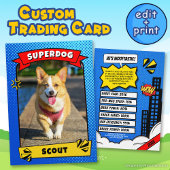 Superdog Comic Trading Card Funny Custom Dog Cards Telefonnummerkarte