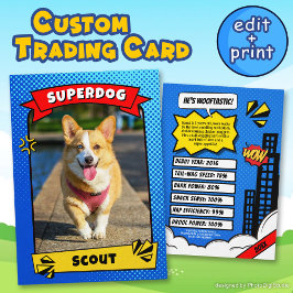 Superdog Comic Trading Card Funny Custom Dog Cards Telefonnummerkarte