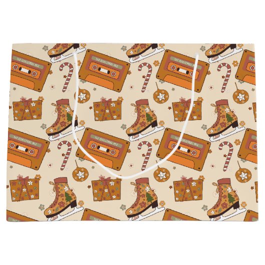 Superfloral Retro Christmas Joy Große Geschenktüte (Vorderseite)