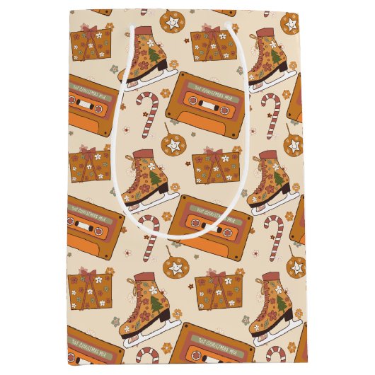 Superfloral Retro Christmas Joy Mittlere Geschenktüte (Vorderseite)