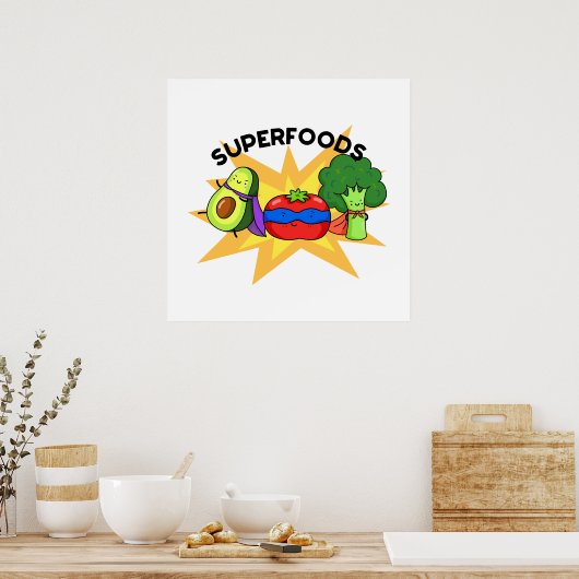 Superfood Funny Gemüse Puppe Poster (Küche)