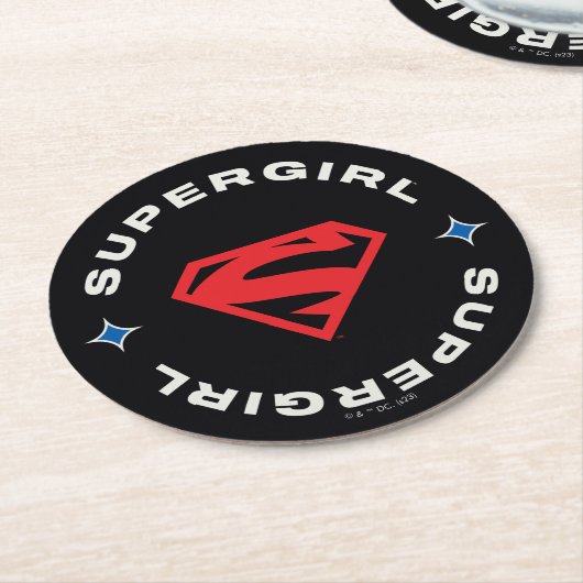 Supergirl Age of Heroes Circle S-Shield Runder Pappuntersetzer (Angewinkelt)