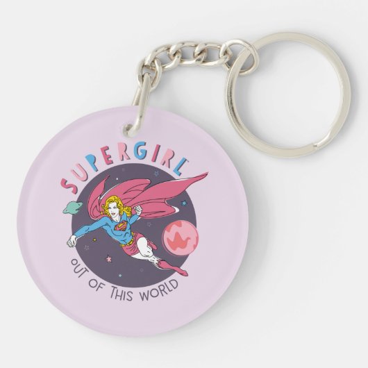 Supergirl aus dieser Welt Retro Grafik Schlüsselanhänger (Rückseite)
