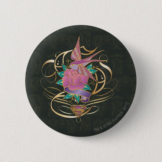 Supergirl Bird und Blume Button (Vorderseite)