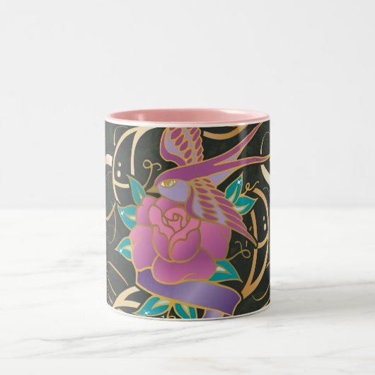 Supergirl Bird und Blume Zweifarbige Tasse (Mittel)
