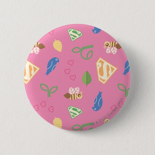 Supergirl Birds & Bees Pink Button (Vorderseite)