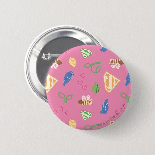 Supergirl Birds & Bees Pink Button (Vorne & Hinten)