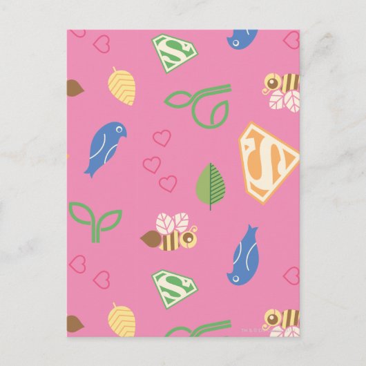 Supergirl Birds & Bees Pink Postkarte (Vorderseite)