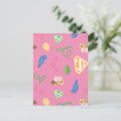 Supergirl Birds & Bees Pink Postkarte (Stehend Vorderseite)