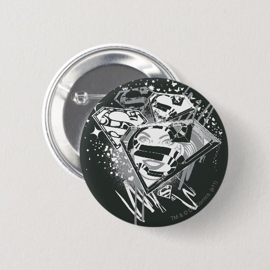 Supergirl Black and White Button (Vorne & Hinten)