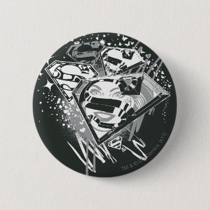 Supergirl Black and White Button