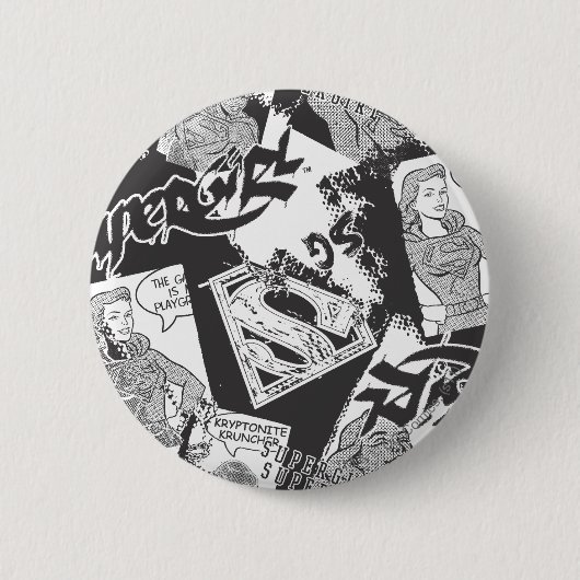 Supergirl Black and White Collage Button (Vorderseite)