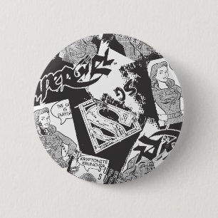 Supergirl Black and White Collage Button
