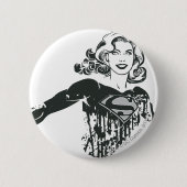 Supergirl Black and White Zeichnend 1 Button (Vorderseite)
