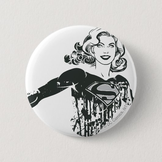 Supergirl Black and White Zeichnend 1 Button (Vorderseite)