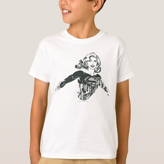 Supergirl Black and White Zeichnend 1 T-Shirt (Vorderseite)