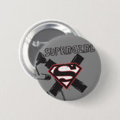 Supergirl Black Safety Buttone Button (Vorne & Hinten)