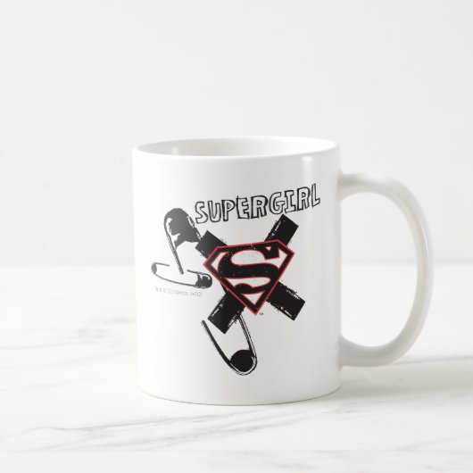 Supergirl Black Safety Buttone Kaffeetasse (Rechts)