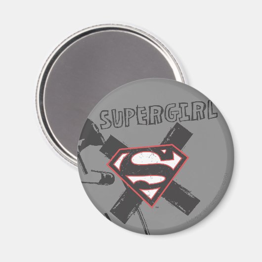 Supergirl Black Safety Buttone Magnet (Vorderseite/Rückseite)