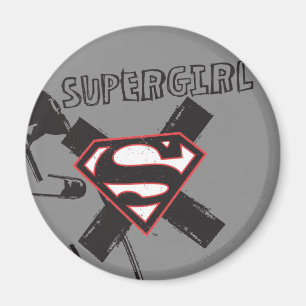 Supergirl Black Safety Buttone Magnet