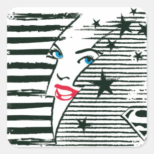 Supergirl Blitz mit Gesicht Quadratischer Aufkleber