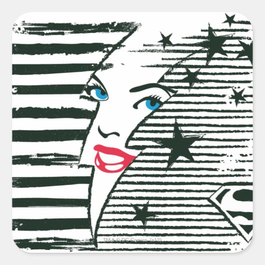 Supergirl Blitz mit Gesicht Quadratischer Aufkleber (Vorderseite)