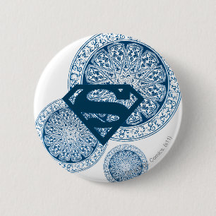Supergirl Blue Circle Design Button