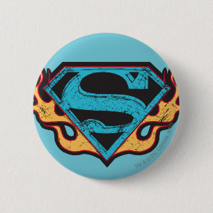 Supergirl Blue Logo mit Flammen Button