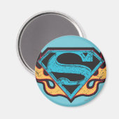 Supergirl Blue Logo mit Flammen Magnet (Vorderseite/Rückseite)
