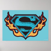 Supergirl Blue Logo mit Flammen Poster (Vorne)