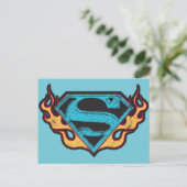 Supergirl Blue Logo mit Flammen Postkarte (Stehend Vorderseite)