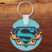 Supergirl Blue Logo mit Flammen Schlüsselanhänger (Vorderseite)