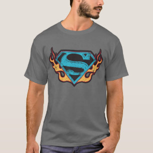 Supergirl Blue Logo mit Flammen T-Shirt