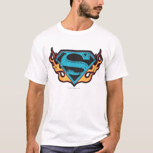 Supergirl Blue Logo mit Flammen T-Shirt