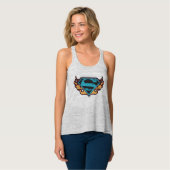 Supergirl Blue Logo mit Flammen Tank Top (Vorderseite Vollansicht)