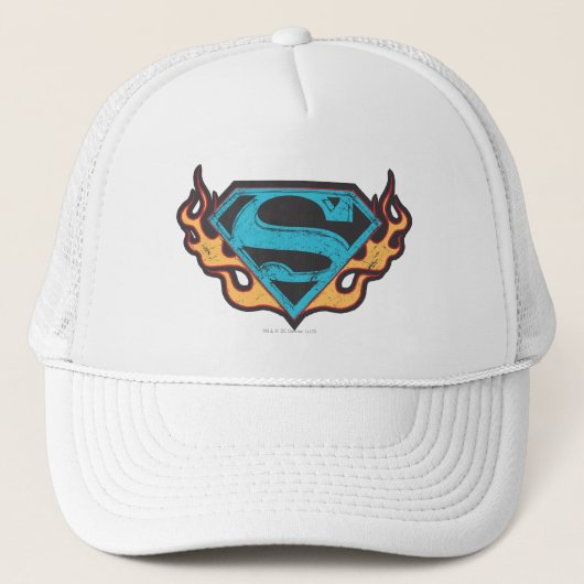 Supergirl Blue Logo mit Flammen Truckerkappe (Vorderseite)
